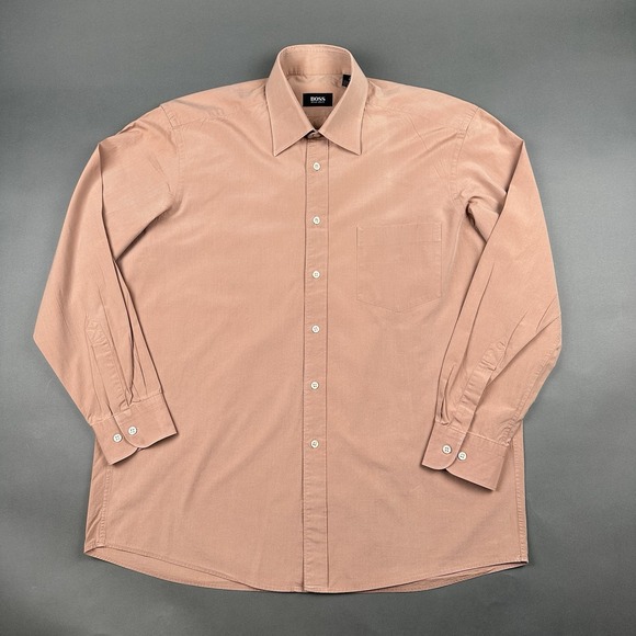 Hugo Boss Other - BOSS Hugo Boss Men's 34/35 Orange Dress Shirt Long Sleeve Button Up‎